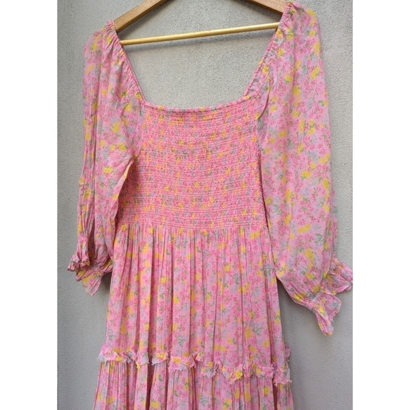 LOVESHACKFANCY Capri Tiered Shirred Midi Dress Size M | Romantic Floral | Fairy - Picture 10 of 13